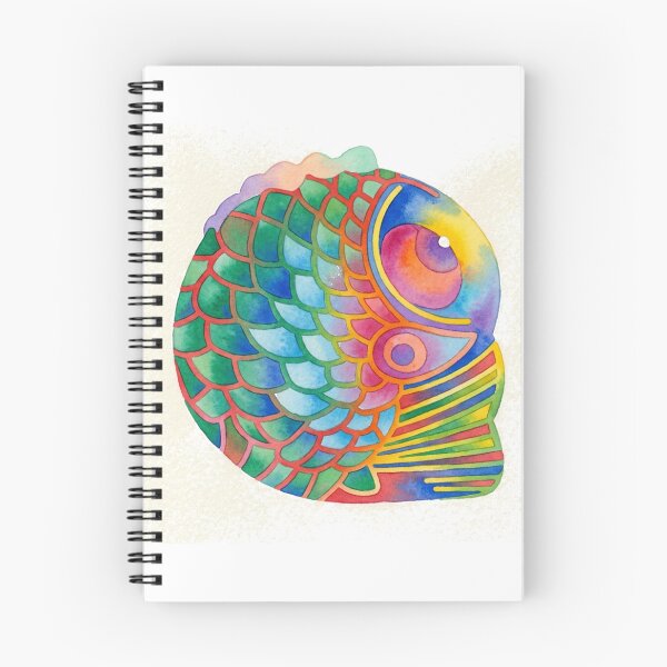 Item preview, Colorful Korean Folk Art Fish Watercolor, Rainbow Minhwa Inspired Lucky Fish designed and sold by Yiruda-Art.