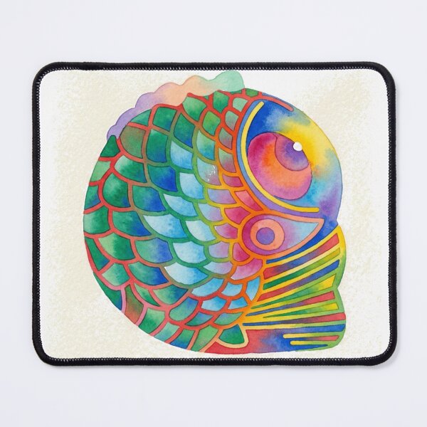 Item preview, Colorful Korean Folk Art Fish Watercolor, Rainbow Minhwa Inspired Lucky Fish designed and sold by Yiruda-Art.