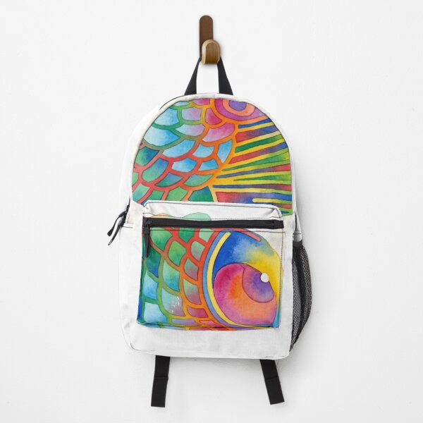 Item preview, Colorful Korean Folk Art Fish Watercolor, Rainbow Minhwa Inspired Lucky Fish designed and sold by Yiruda-Art.
