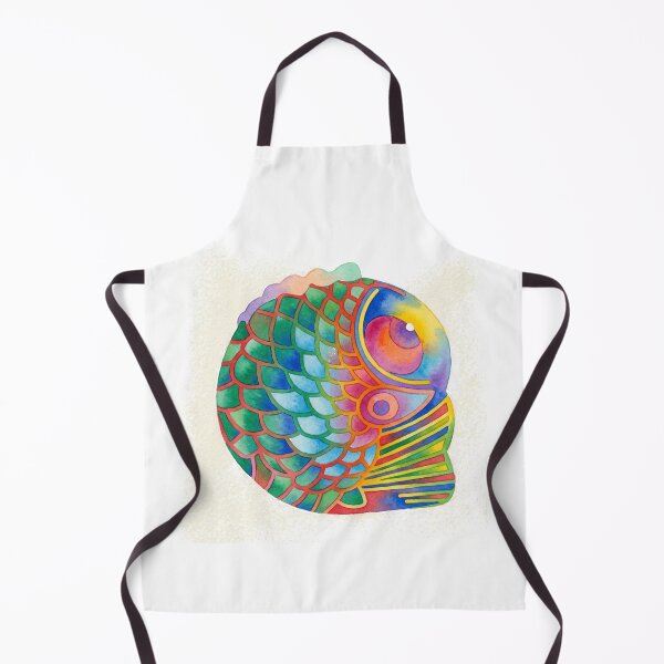 Item preview, Colorful Korean Folk Art Fish Watercolor, Rainbow Minhwa Inspired Lucky Fish designed and sold by Yiruda-Art.