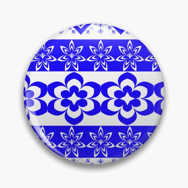 Item preview, Indigo Blue Floral and Geometric Seamless Border Pattern with Diamond Motifs designed and sold by Ei-Ei.
