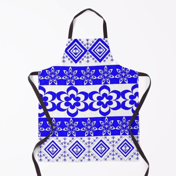 Item preview, Indigo Blue Floral and Geometric Seamless Border Pattern with Diamond Motifs designed and sold by Ei-Ei.