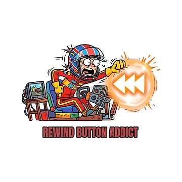 Artwork thumbnail, Rewind Button Addict - Sim Racing Humor by GarageGraphics