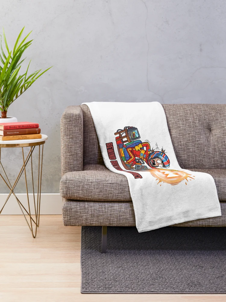 Thumbnail 2 of 6, Throw Blanket, Rewind Button Addict - Sim Racing Humor designed and sold by GarageGraphics.