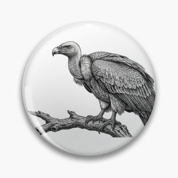 Item preview, Realistic fine line black and white vulture designed and sold by Minimalisticaly.