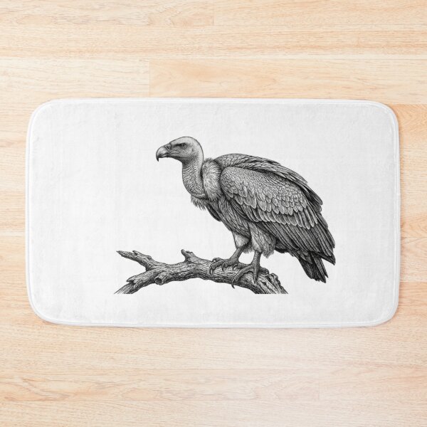 Item preview, Realistic fine line black and white vulture designed and sold by Minimalisticaly.