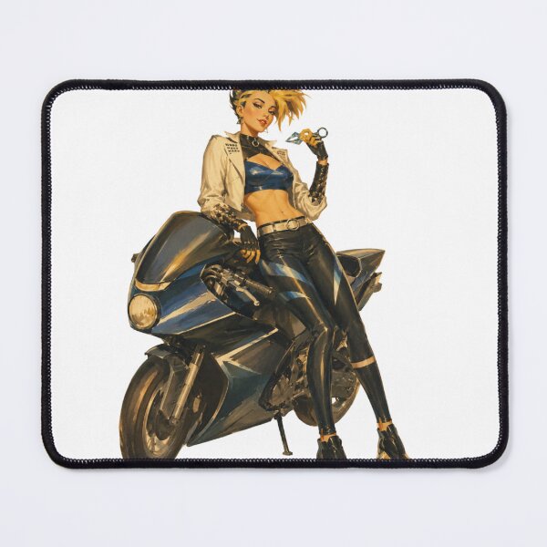 Item preview, Arcane Jinx Biker Girl Retro Pin-Up – Vintage Punk Anime Style designed and sold by Cosplayvintage.