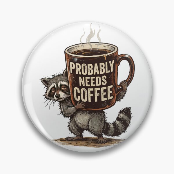 Item preview, Probably Needs Coffee – Funny Sleepy Raccoon Coffee Lover Design designed and sold by PlumArtDesign.