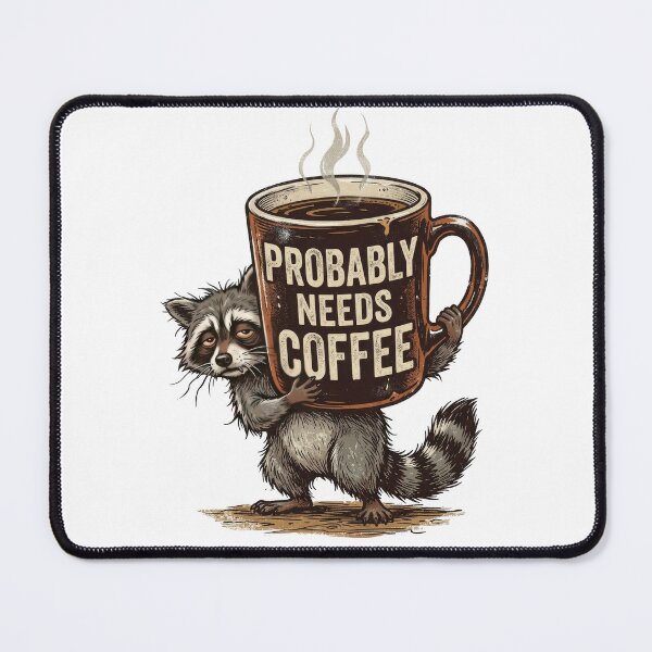 Item preview, Probably Needs Coffee – Funny Sleepy Raccoon Coffee Lover Design designed and sold by PlumArtDesign.