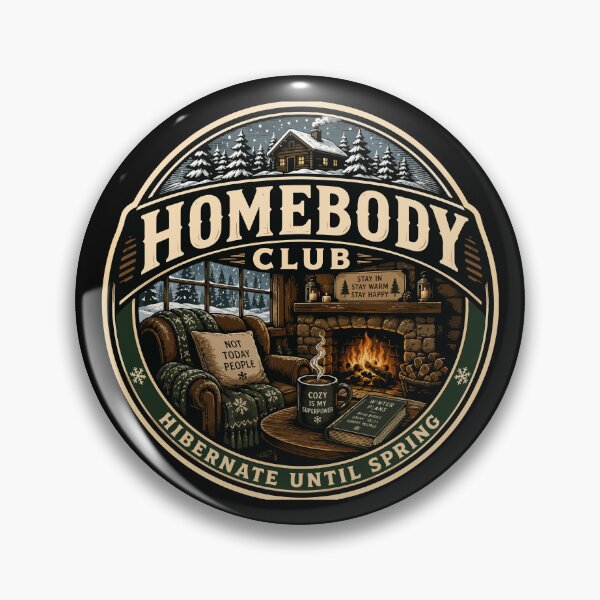 Item preview, Homebody Club Hibernate Until Spring Cozy Winter Introvert Sticker Vintage Badge designed and sold by Nubrixa-Studio.