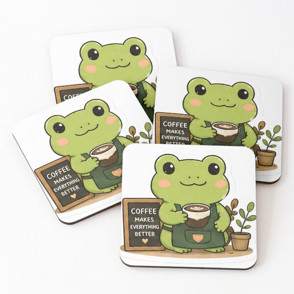 Item preview, Cute Frog Barista Sticker designed and sold by denybz.