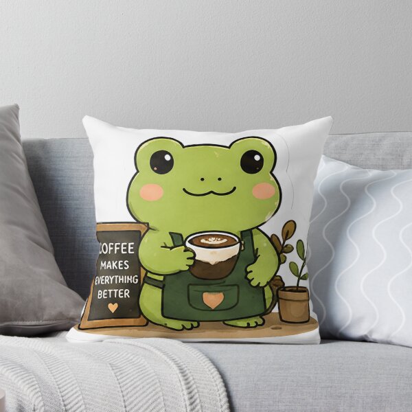 Item preview, Cute Frog Barista Sticker designed and sold by denybz.