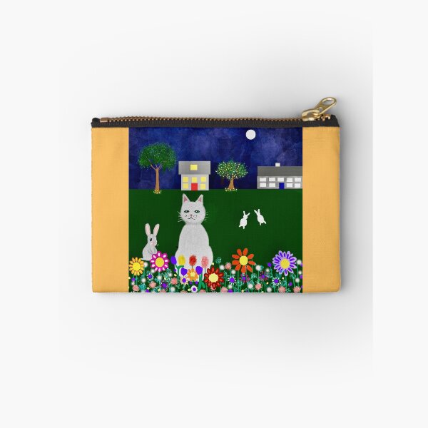 Item preview, Cat and Rabbits in Moonlit Garden designed and sold by Elaine M Hayward .