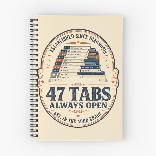 Item preview, 47 Tabs Open Vintage ADHD Humor t-shirt designed and sold by Mosidrip.