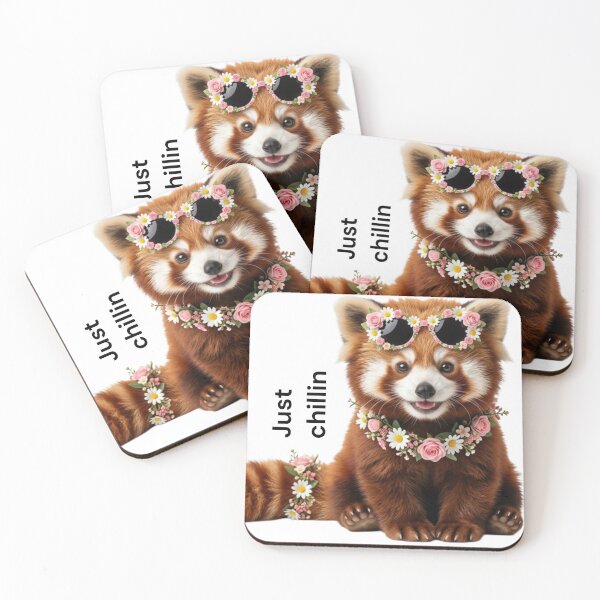 Item preview, Cute Red Panda with Flowers and Sunglasses designed and sold by Xyshope.