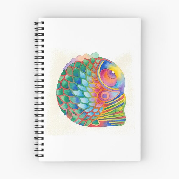 Item preview, Colorful Korean Folk Art Fish Watercolor, Rainbow Minhwa Inspired Lucky Fish designed and sold by Yiruda-Art.