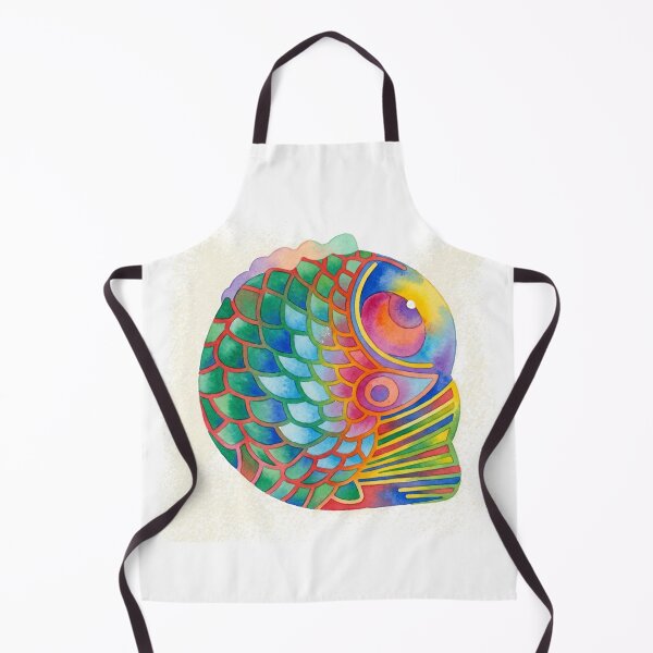 Item preview, Colorful Korean Folk Art Fish Watercolor, Rainbow Minhwa Inspired Lucky Fish designed and sold by Yiruda-Art.