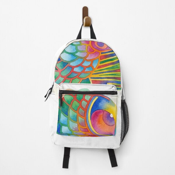 Item preview, Colorful Korean Folk Art Fish Watercolor, Rainbow Minhwa Inspired Lucky Fish designed and sold by Yiruda-Art.