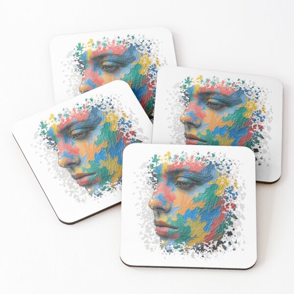 Item preview, Abstract Painted Portrait – Color Splash Face Art designed and sold by TestudoDesign.
