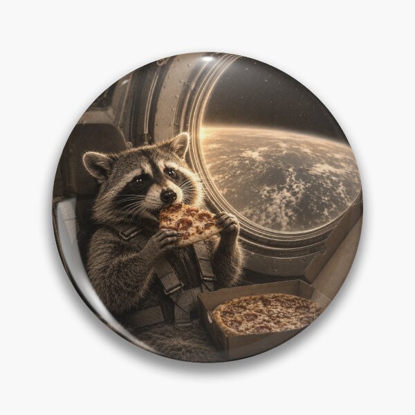 Item preview, Vintage Space Raccoon Eating Pizza | Retro Astronaut Animal Photography designed and sold by HOUSE OF TIST.