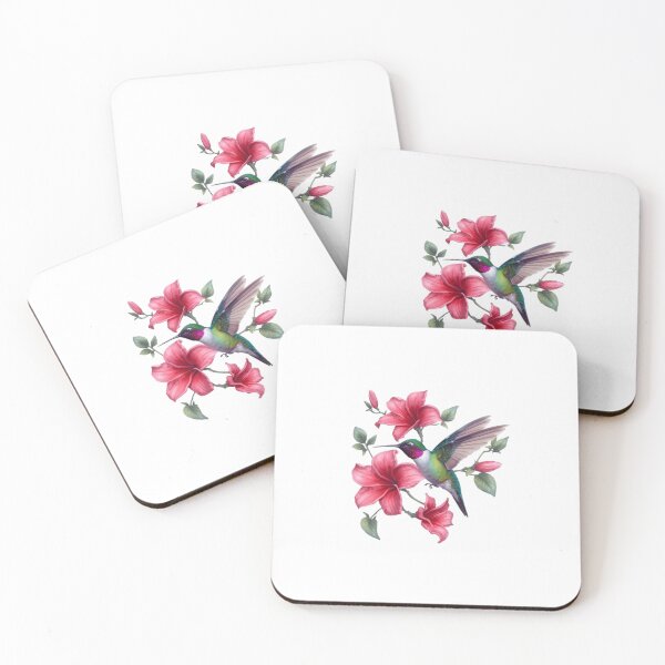 Item preview, Hummingbird and Pink Flowers Illustration designed and sold by ByKayaPrints.