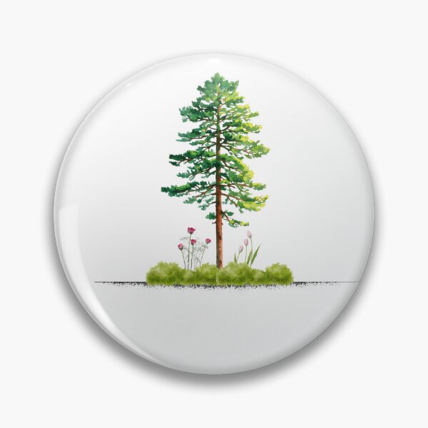Item preview, Watercolor Pine Tree with Spring Flowers Illustration designed and sold by Ali-jarah.