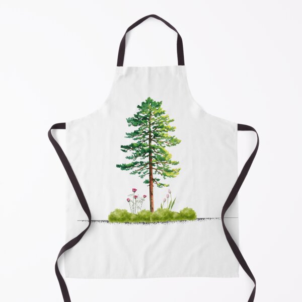 Item preview, Watercolor Pine Tree with Spring Flowers Illustration designed and sold by Ali-jarah.