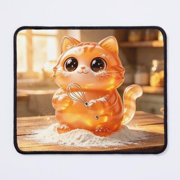 Item preview, The Flour Power Baker - Cute Emerald Cat Making a Mess designed and sold by ABYSSLAB.
