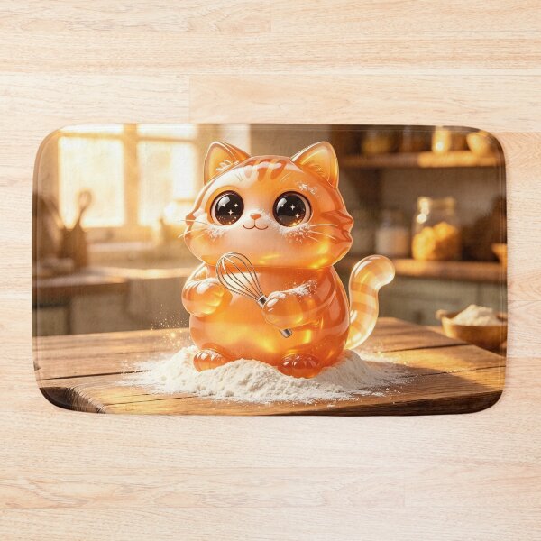 Item preview, The Flour Power Baker - Cute Emerald Cat Making a Mess designed and sold by ABYSSLAB.