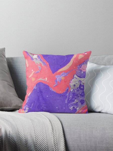 Item preview, TOMATO RED AND PURPLE MARBLING PAINT DESIGN designed and sold by ozcushionstoo.
