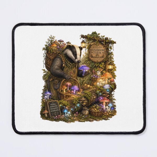 Item preview, Woodland Mushroom Farm Sticker | Badger Mushroom Forager | Cottagecore Forest Fungi | Enchanted Woodland Art designed and sold by MrDev.