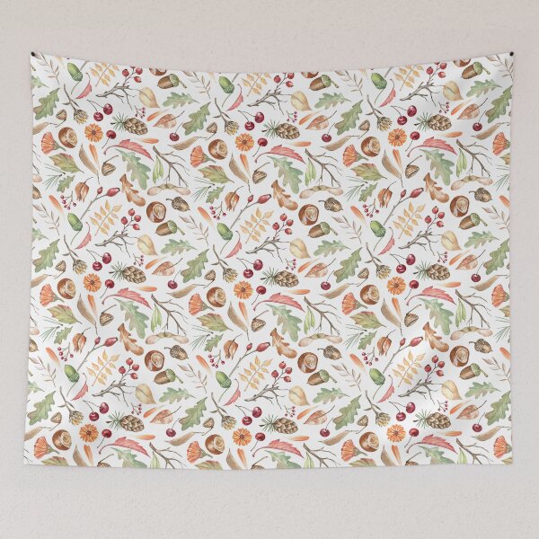 Item preview, Forest Themed Autumn Pattern on White designed and sold by Flowersforbear.