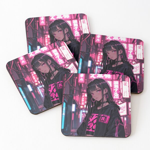 Item preview, Cyberpunk Neon Anime Girl Hoodie Aesthetic Pink Japanese Streetwear designed and sold by AnimDream .