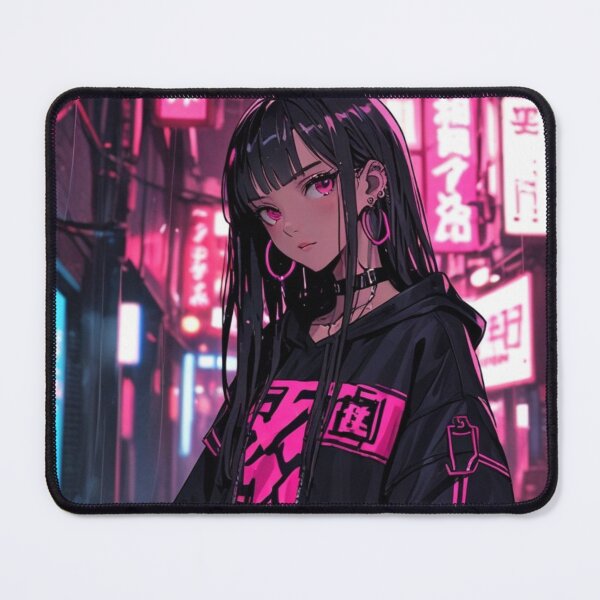 Item preview, Cyberpunk Neon Anime Girl Hoodie Aesthetic Pink Japanese Streetwear designed and sold by AnimDream .