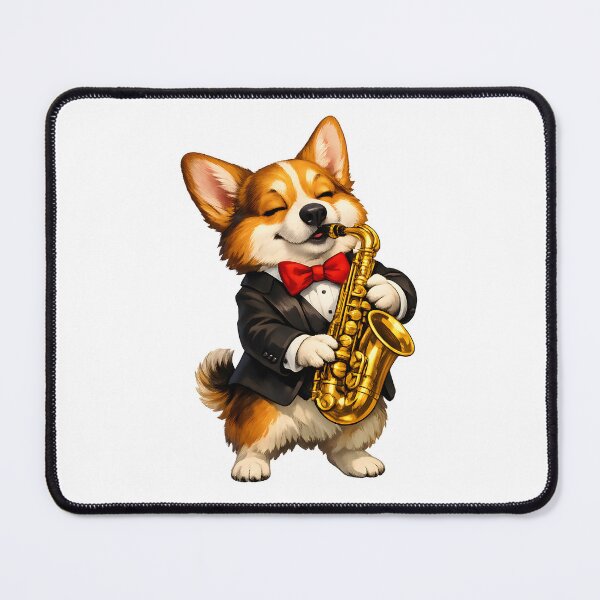 Item preview, Jazz Corgi Playing Saxophone – Elegant Musician Dog Illustration designed and sold by builtforyou.