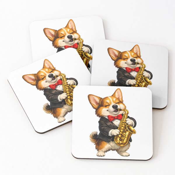 Item preview, Jazz Corgi Playing Saxophone – Elegant Musician Dog Illustration designed and sold by builtforyou.