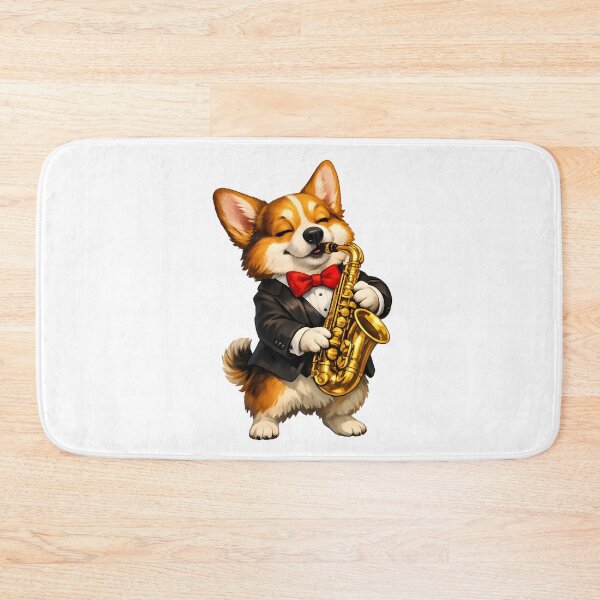 Item preview, Jazz Corgi Playing Saxophone – Elegant Musician Dog Illustration designed and sold by builtforyou.