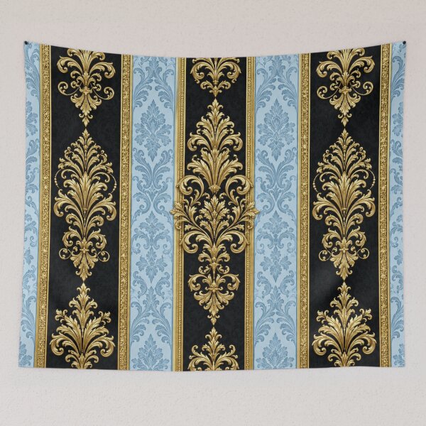 Item preview, Sky Blue & Black Striped Damask designed and sold by DesignsByPrnces.