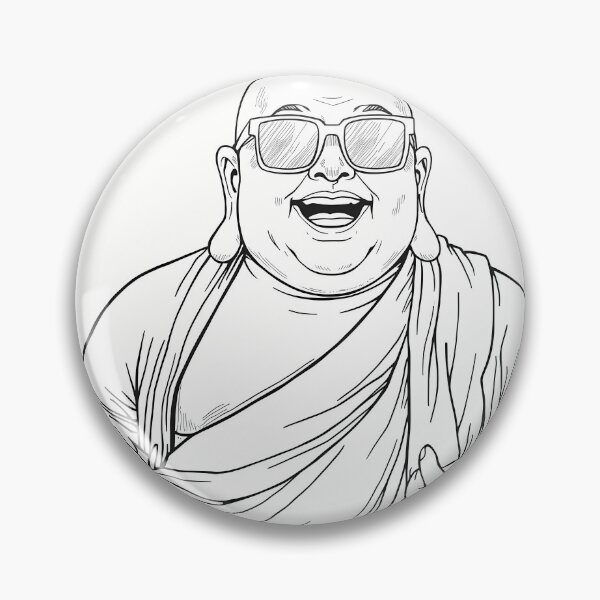 Item preview, Laughing Buddha with Sunglasses - Black & White designed and sold by HeartyCurioCo.