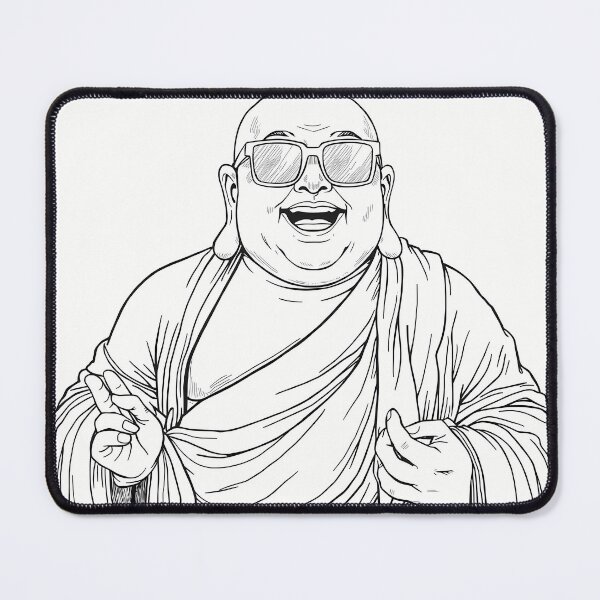 Item preview, Laughing Buddha with Sunglasses - Black & White designed and sold by HeartyCurioCo.