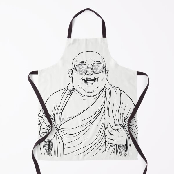 Item preview, Laughing Buddha with Sunglasses - Black & White designed and sold by HeartyCurioCo.