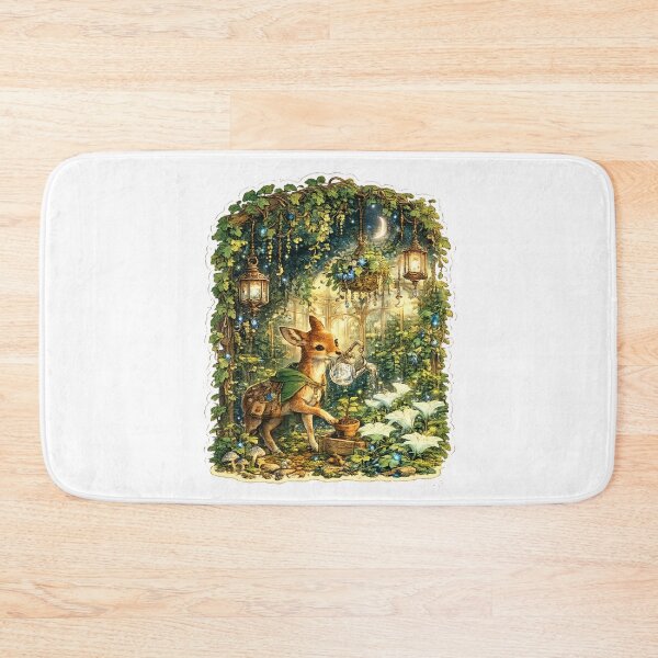 Item preview, Enchanted Moon Garden Sticker | Woodland Fawn Gardener | Cottagecore Forest Greenhouse | Magical Botanical Art designed and sold by MrDev.