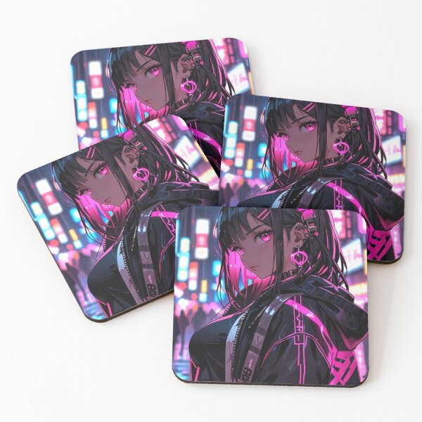 Item preview, Pink Neon Tokyo Anime Girl Cyber Street Fashion Illustration designed and sold by AnimDream .