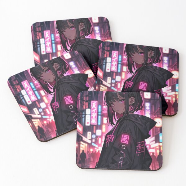 Item preview, Futuristic Anime Girl in Neon City Vaporwave Art designed and sold by AnimDream .