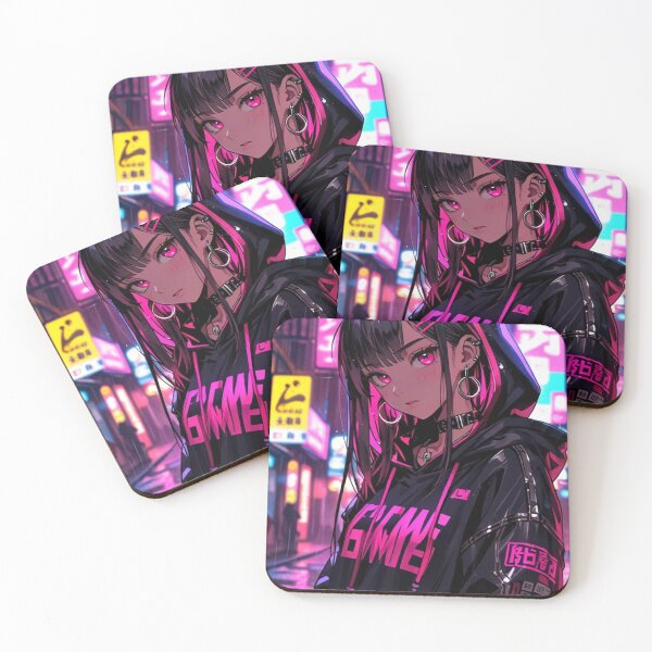 Item preview, Dark Anime Streetwear Girl Neon Pink Cyberpunk Design designed and sold by AnimDream .