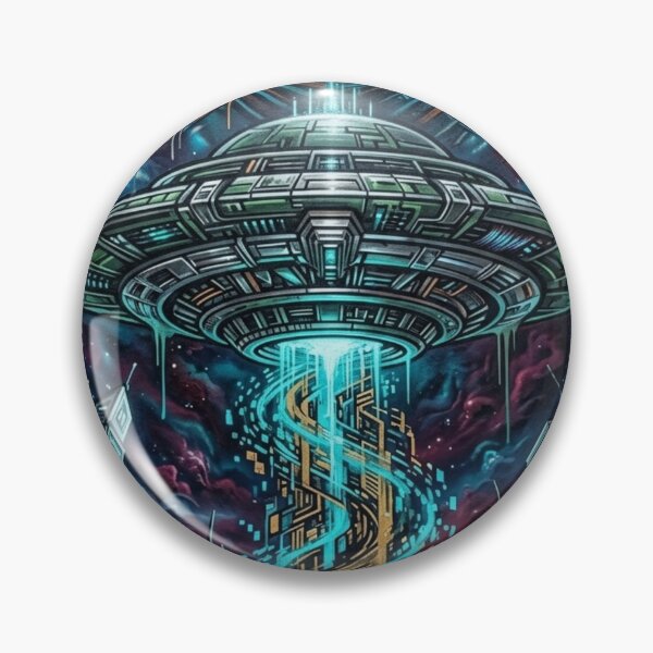 Item preview, Cyberpunk UFO Graffiti: Futuristic City Invasion Mural designed and sold by Dzblack.