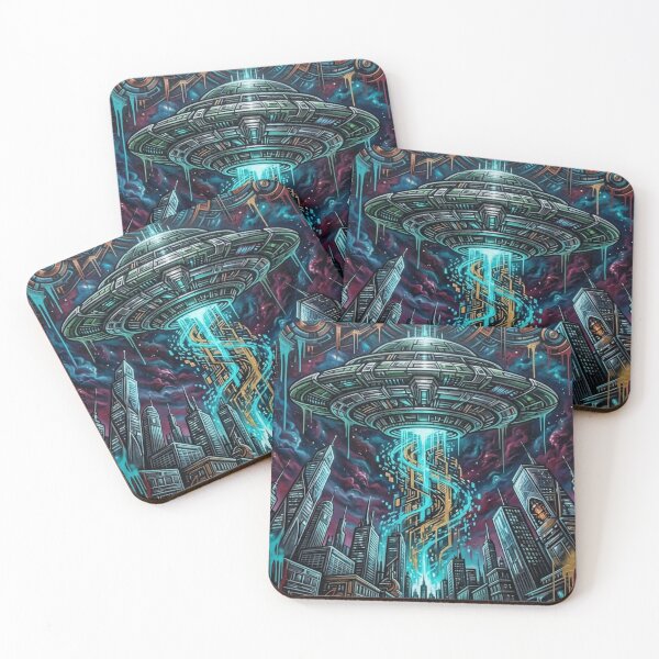 Item preview, Cyberpunk UFO Graffiti: Futuristic City Invasion Mural designed and sold by Dzblack.