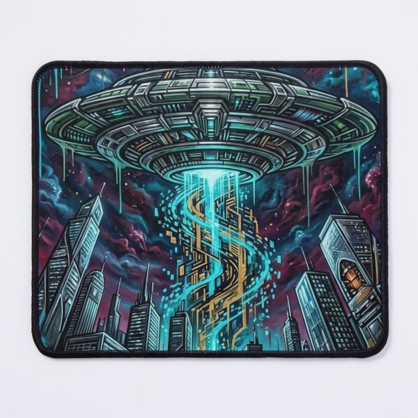 Item preview, Cyberpunk UFO Graffiti: Futuristic City Invasion Mural designed and sold by Dzblack.