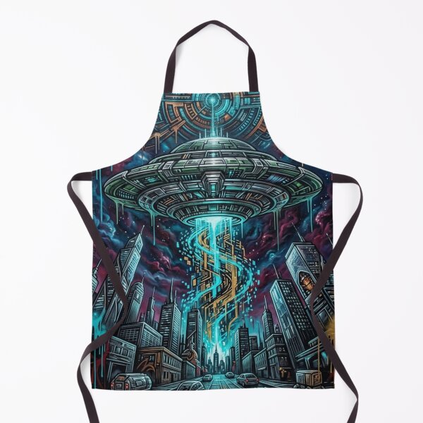 Item preview, Cyberpunk UFO Graffiti: Futuristic City Invasion Mural designed and sold by Dzblack.