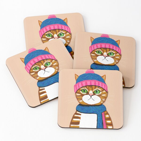 Item preview, Puss with hat and scarf designed and sold by Elaine M Hayward .